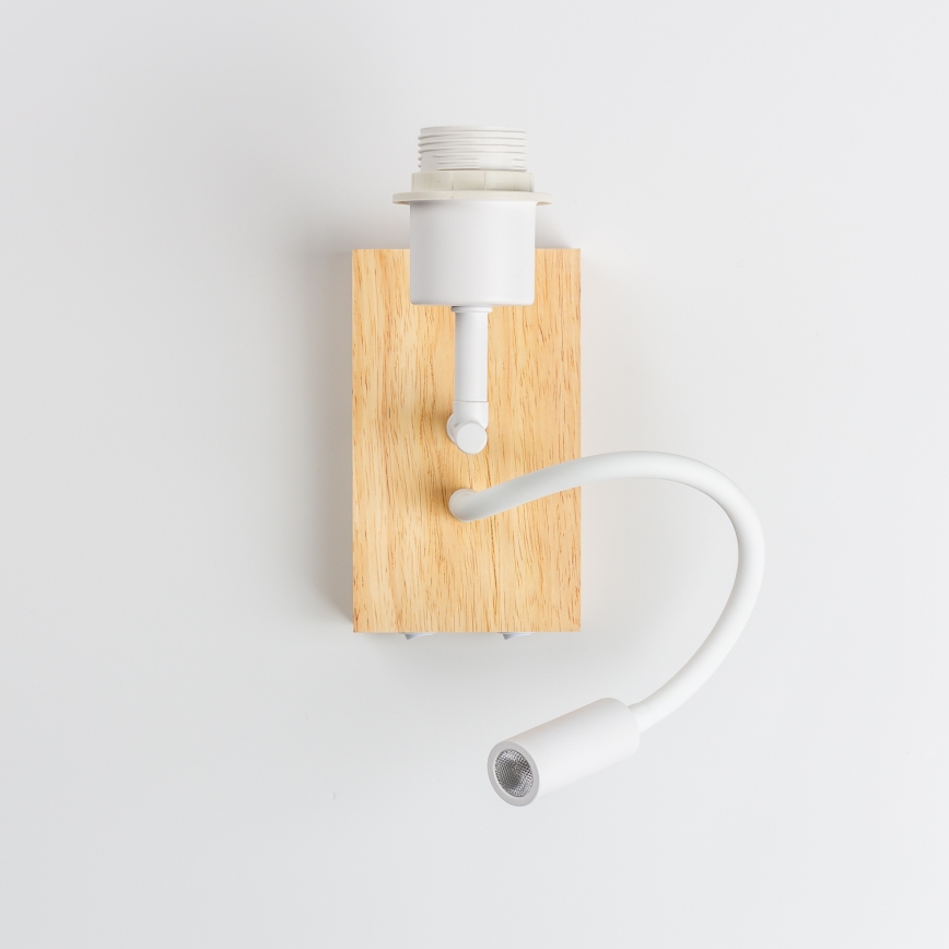 Brilagi - LED Εύκαμπτο φωτιστικό τοίχου NUBILA WOOD 1xE27/25W/230V + LED/3W δρυς/γκρι