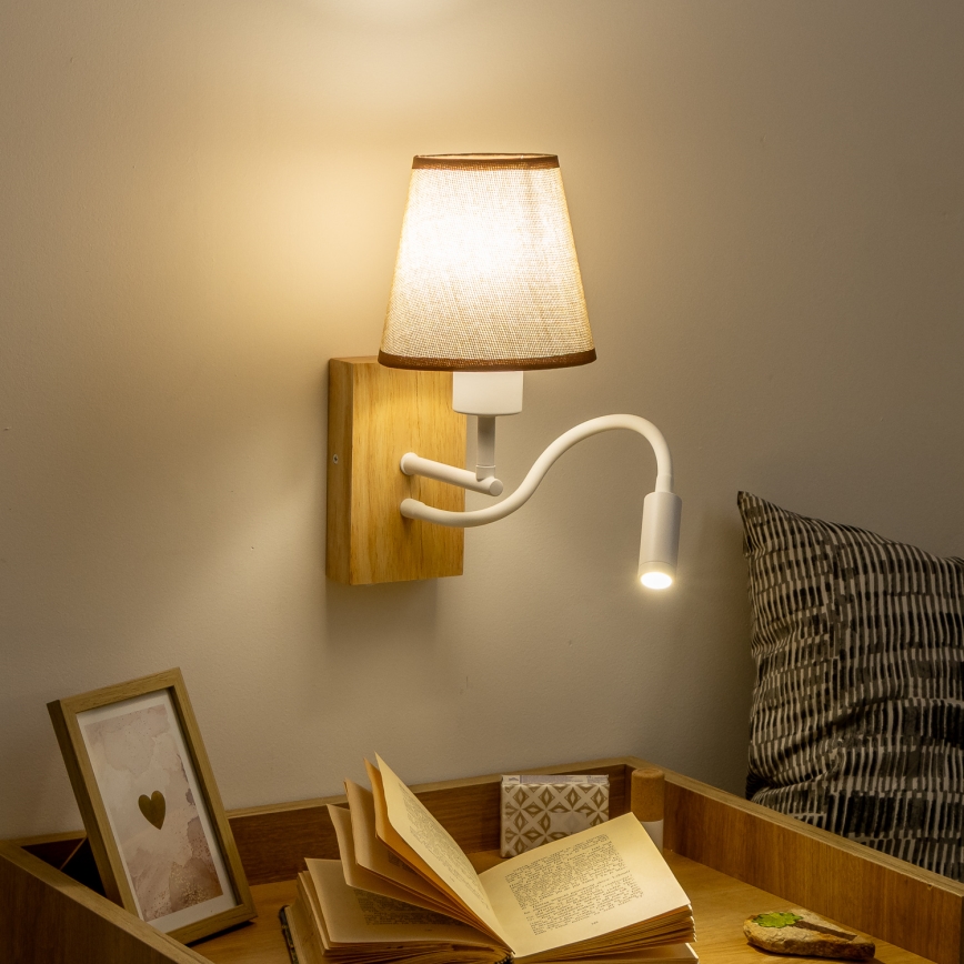 Brilagi - LED Εύκαμπτο φωτιστικό τοίχου NUBILA WOOD 1xE27/25W/230V + LED/3W δρυς/καφέ
