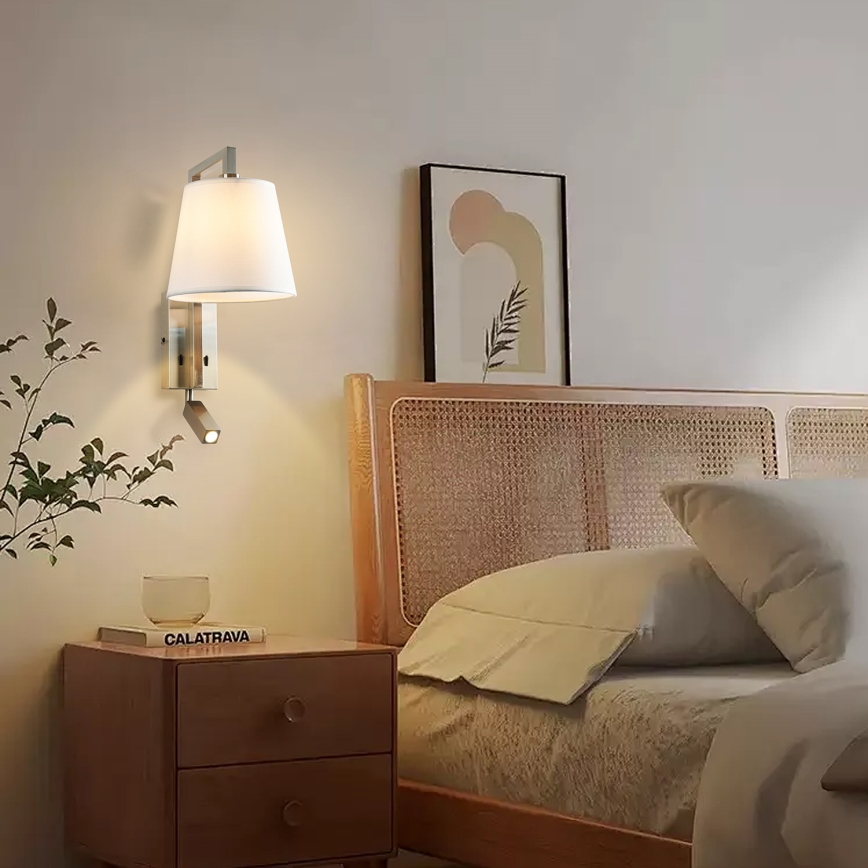 Brilagi - Φωτιστικό τοίχου LED RAYA 1xE14/40W/230V + LED/3W λευκό/ματ χρώμιο
