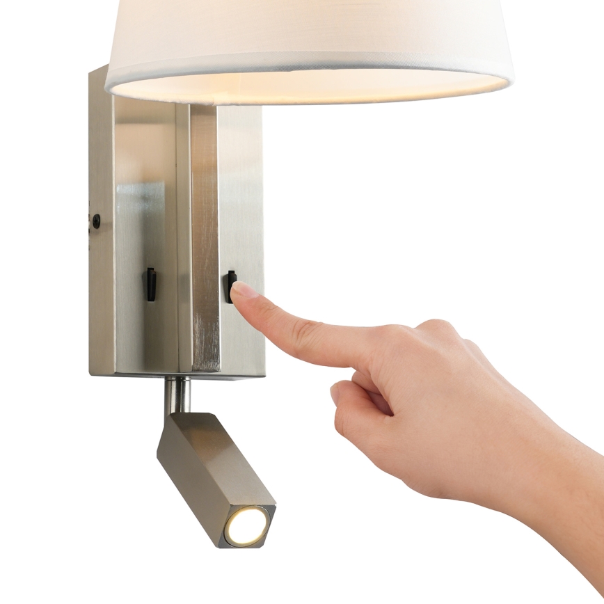 Brilagi - Φωτιστικό τοίχου LED RAYA 1xE14/40W/230V + LED/3W λευκό/ματ χρώμιο