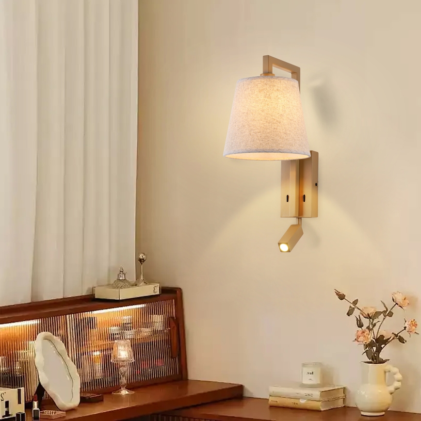 Brilagi - Φωτιστικό τοίχου LED RAYA 1xE14/40W/230V + LED/3W λινάρι/μπεζ