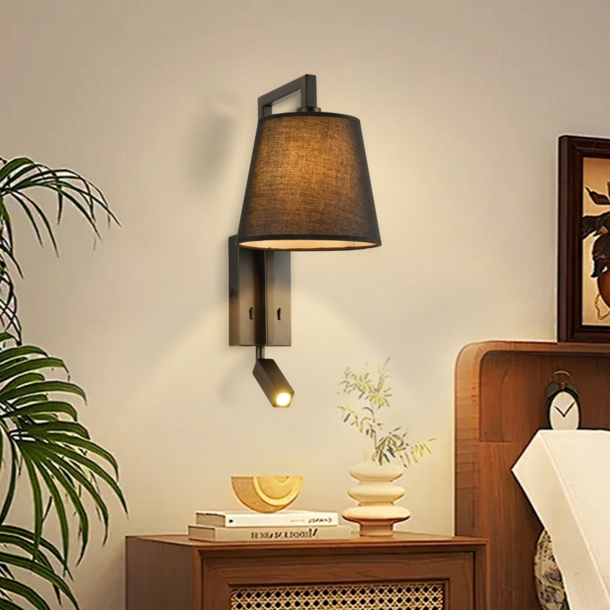 Brilagi - Φωτιστικό τοίχου LED RAYA 1xE14/40W/230V + LED/3W μαύρο