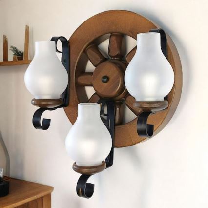 Brilagi - Φωτιστικό τοίχου ROATA APLICA 3xE14/40W/230V οξιά/καρυδιά