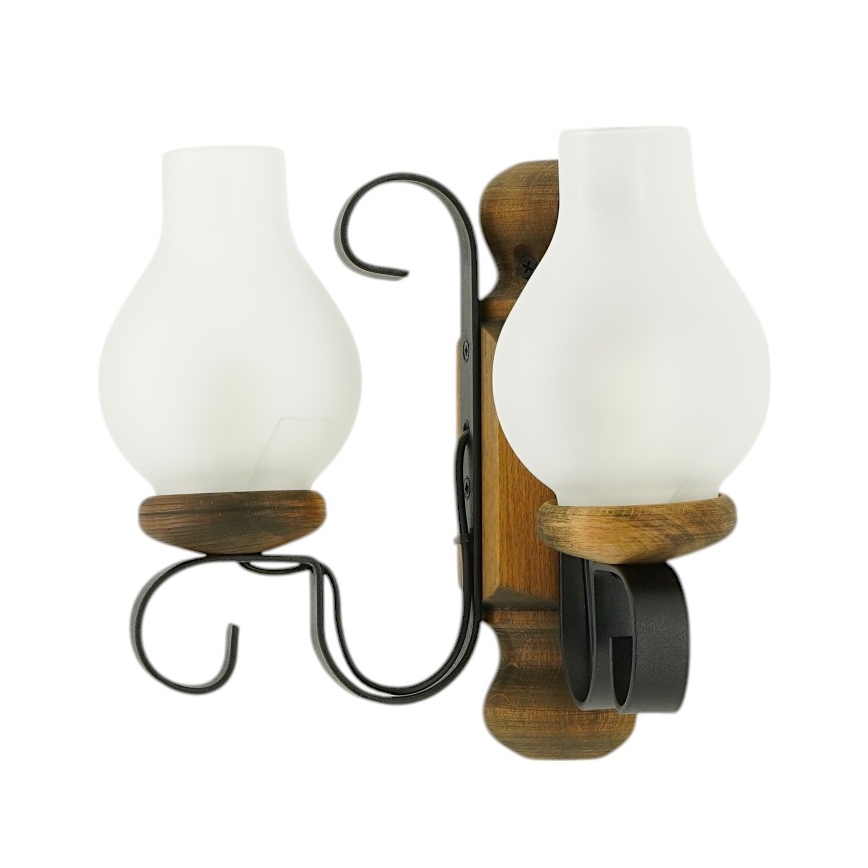 Brilagi - Φωτιστικό τοίχου RUSTIC 2xE14/40W/230V οξιά/καρυδιά