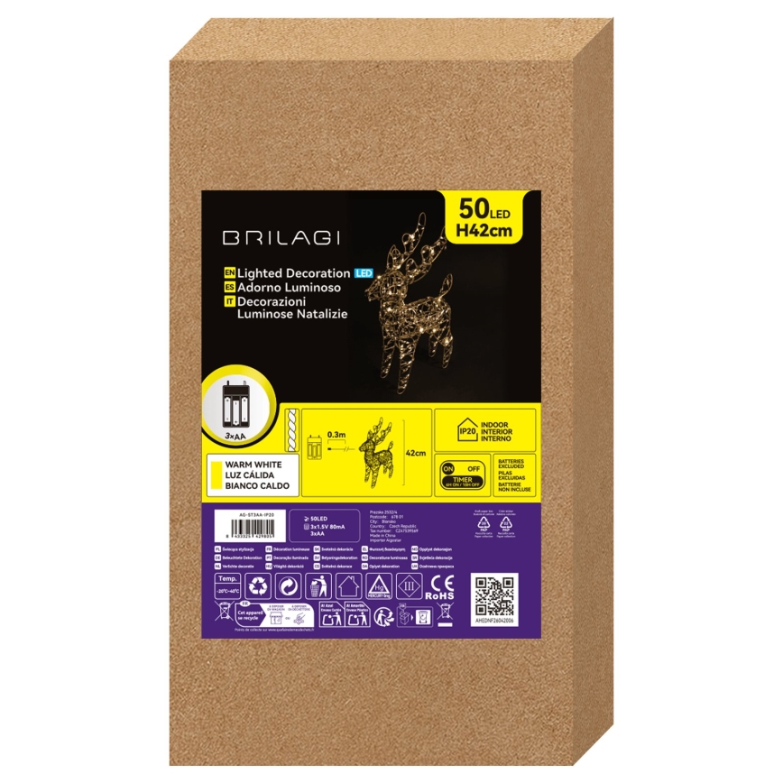 BRILAGI - Χριστουγεννιάτικη διακόσμηση LED/3xAA 42 cm θερμό λευκό
