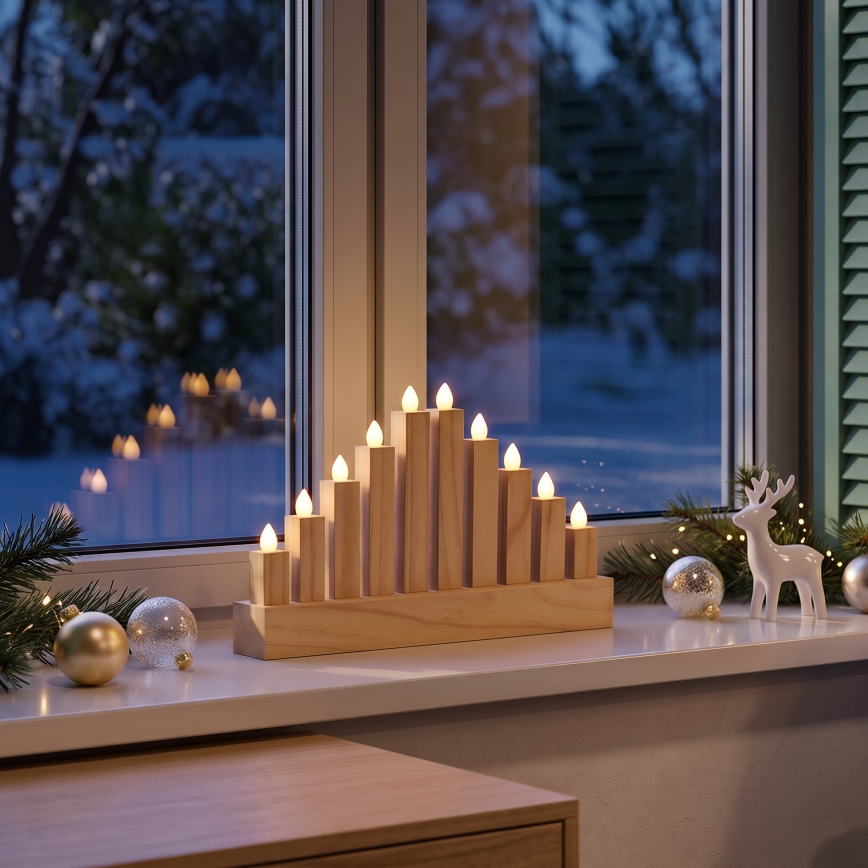 BRILAGI - Χριστουγεννιάτικο ξύλινο κηροπήγιο LED 10xLED/2xAA