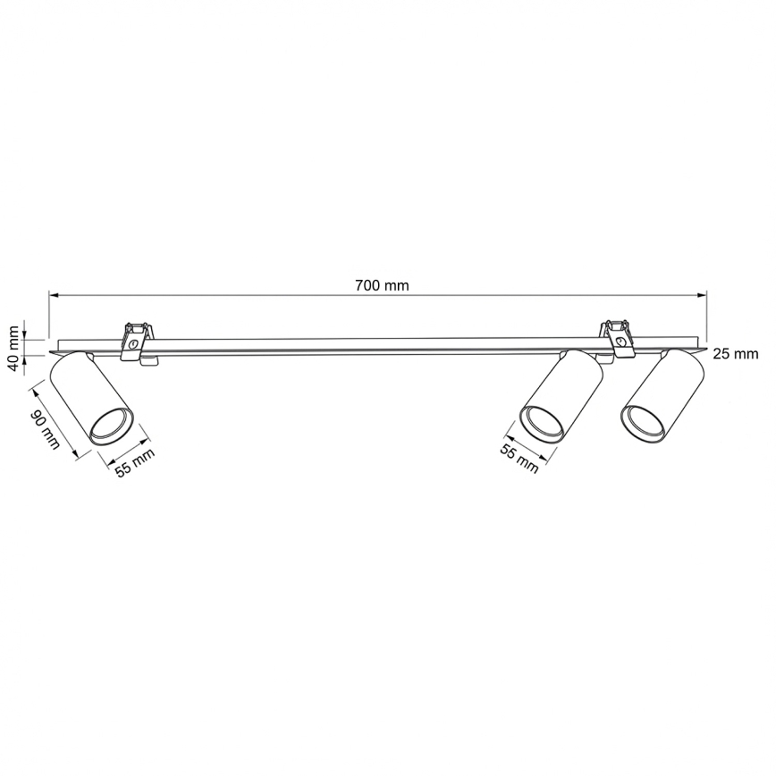 Brilagi - Χωνευτό φωτιστικό οροφής SELE 3xGU10/30W/230V μαύρο