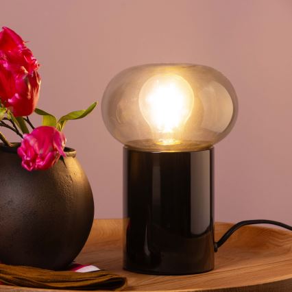 Brilliant - Eπιτραπέζιο φωτιστικό KNUT 1xE27/25W/230V μαύρο/διαφανές