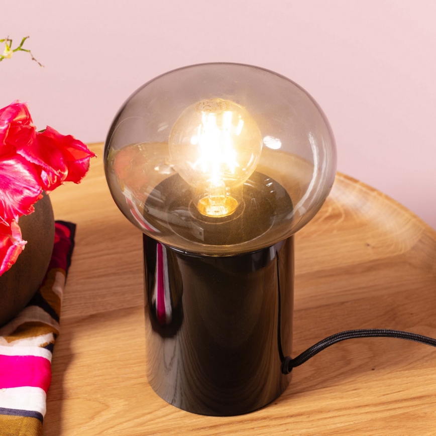 Brilliant - Eπιτραπέζιο φωτιστικό KNUT 1xE27/25W/230V μαύρο/διαφανές