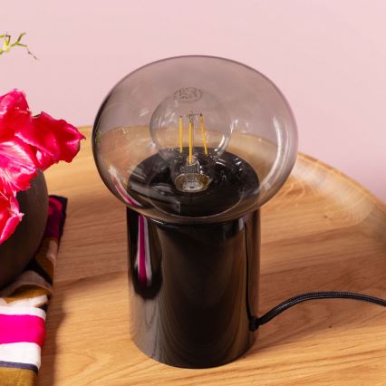 Brilliant - Eπιτραπέζιο φωτιστικό KNUT 1xE27/25W/230V μαύρο/διαφανές