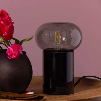 Brilliant - Eπιτραπέζιο φωτιστικό KNUT 1xE27/25W/230V μαύρο/διαφανές