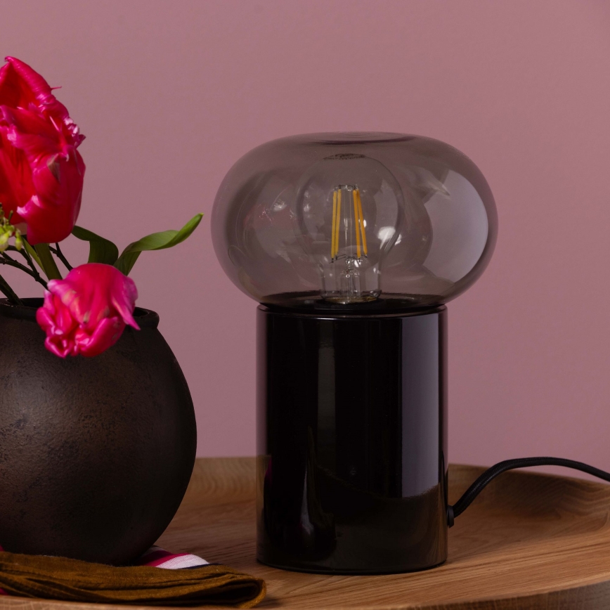 Brilliant - Eπιτραπέζιο φωτιστικό KNUT 1xE27/25W/230V μαύρο/διαφανές