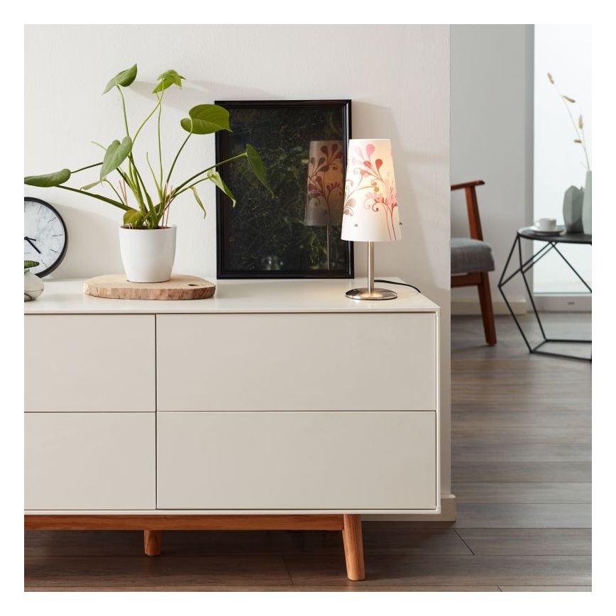 Brilliant - Eπιτραπέζιο φωτιστικό ISI 1xE14/40W/230V λευκό/ροζ/γυαλιστερό χρώμιο