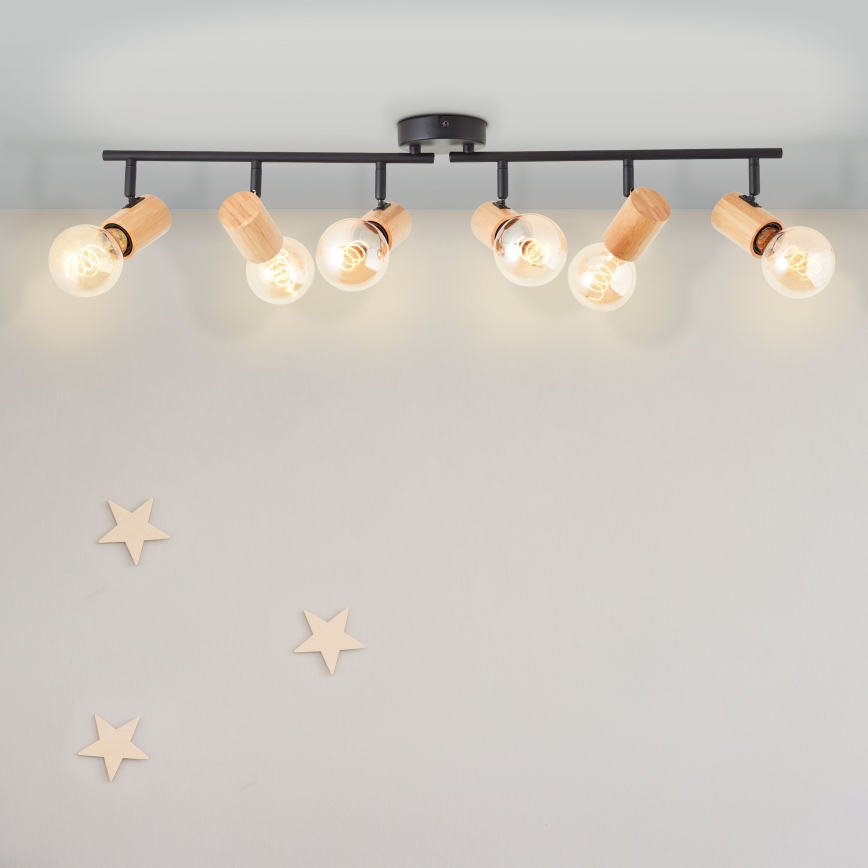 Brilliant - Φωτιστικό σποτ KERRY 6xE27/40W/230V μαύρο/μπαμπού