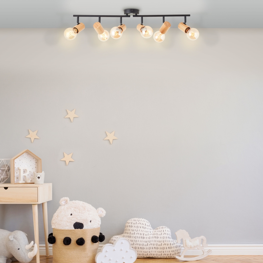 Brilliant - Φωτιστικό σποτ KERRY 6xE27/40W/230V μαύρο/μπαμπού