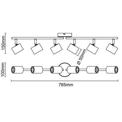 Brilliant - Φωτιστικό σποτ KERRY 6xE27/40W/230V μαύρο/μπαμπού