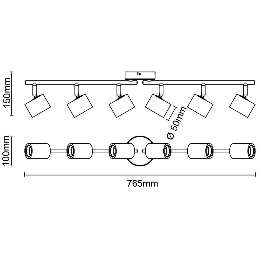 Brilliant - Φωτιστικό σποτ KERRY 6xE27/40W/230V μαύρο/μπαμπού