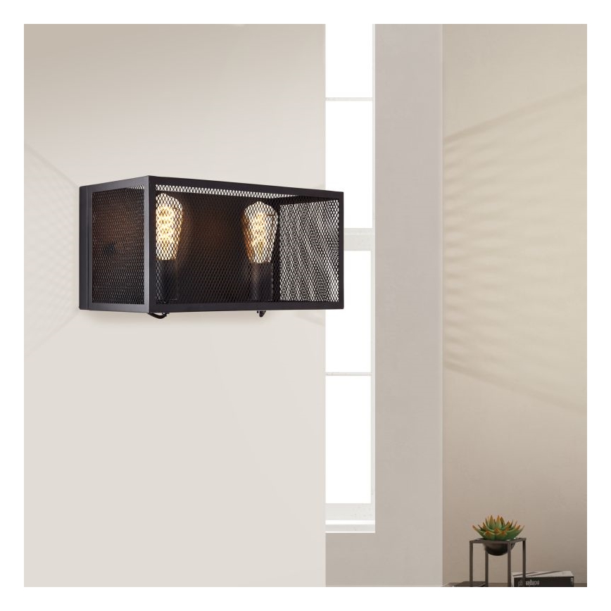 Brilliant - Φωτιστικό τοίχου MAZE 2xE27/40W/230V μαύρο