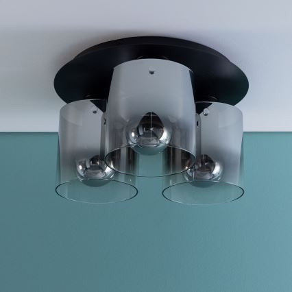 Brilliant - Φωτιστικό οροφής BETH 3xE27/60W/230V Ø 37 cm μαύρο/καπνιστό