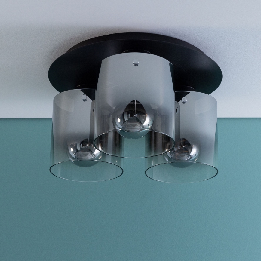 Brilliant - Φωτιστικό οροφής BETH 3xE27/60W/230V Ø 37 cm μαύρο/καπνιστό