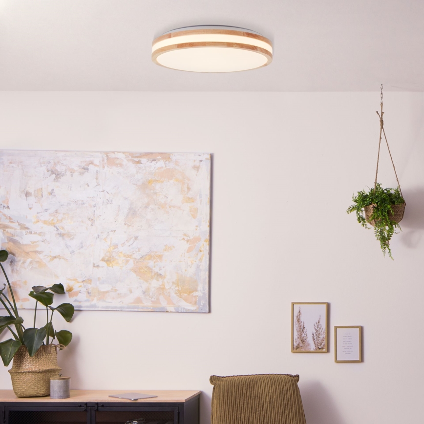 Brilliant - Φωτιστικό οροφής LED LASKOS LED/22W/230V, διάμετρος 38 cm, από ξύλο καουτσούκου