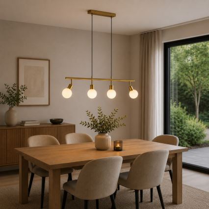 Brilliant - Κρεμαστό φωτιστικό JORGE με καλώδιο 4xG9/10W/230V, φινίρισμα ορείχαλκου