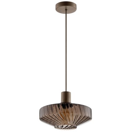Brilliant - Κρεμαστό φωτιστικό LYN σε καλώδιο 1xE27/20W/230V Ø 28 cm καφέ/καπνιστό καφέ