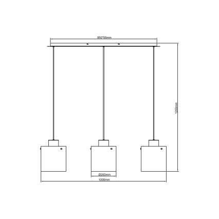 Brilliant - Κρεμαστό φωτιστικό με καλώδιο BETH 3xE27/60W/230V μαύρο/καπνιστό