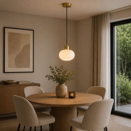 Brilliant - Κρεμαστό φωτιστικό με καλώδιο FANNY 1xE27/20W/230V διάμετρος 22 εκ. σε ορείχαλκο