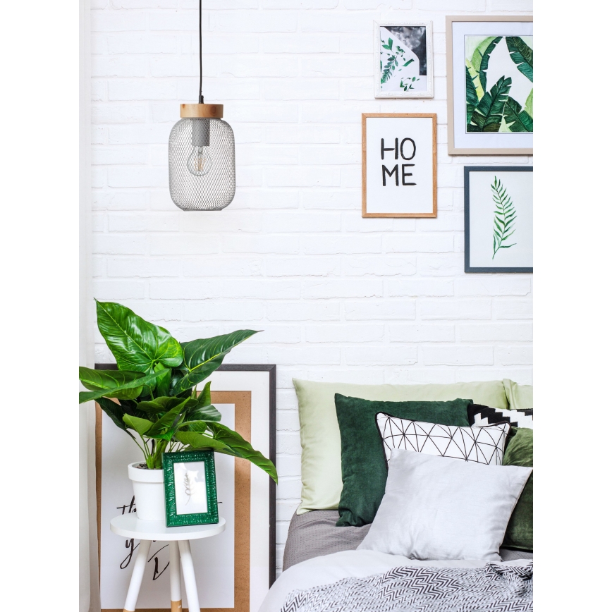 Brilliant - Κρεμαστό φωτιστικό με καλώδιο GIADA 1xE27/40W/230V διάμ. 16 εκ. γκρι