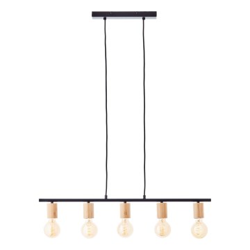 Brilliant - Κρεμαστό φωτιστικό με καλώδιο KERRY 5xE27/40W/230V μαύρο/μπαμπού