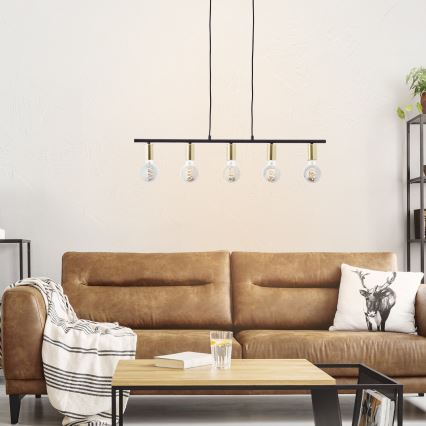 Brilliant - Κρεμαστό φωτιστικό με καλώδιο KERRY 5xE27/40W/230V μαύρο/ορείχαλκος