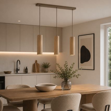 Brilliant - Κρεμαστό φωτιστικό με καλώδιο LAKEWOOD 3xGU10/10W/230V καφέ