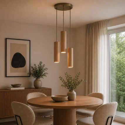 Brilliant - Κρεμαστό φωτιστικό με καλώδιο LAKEWOOD 3xGU10/10W/230V Ø 28 cm καφέ