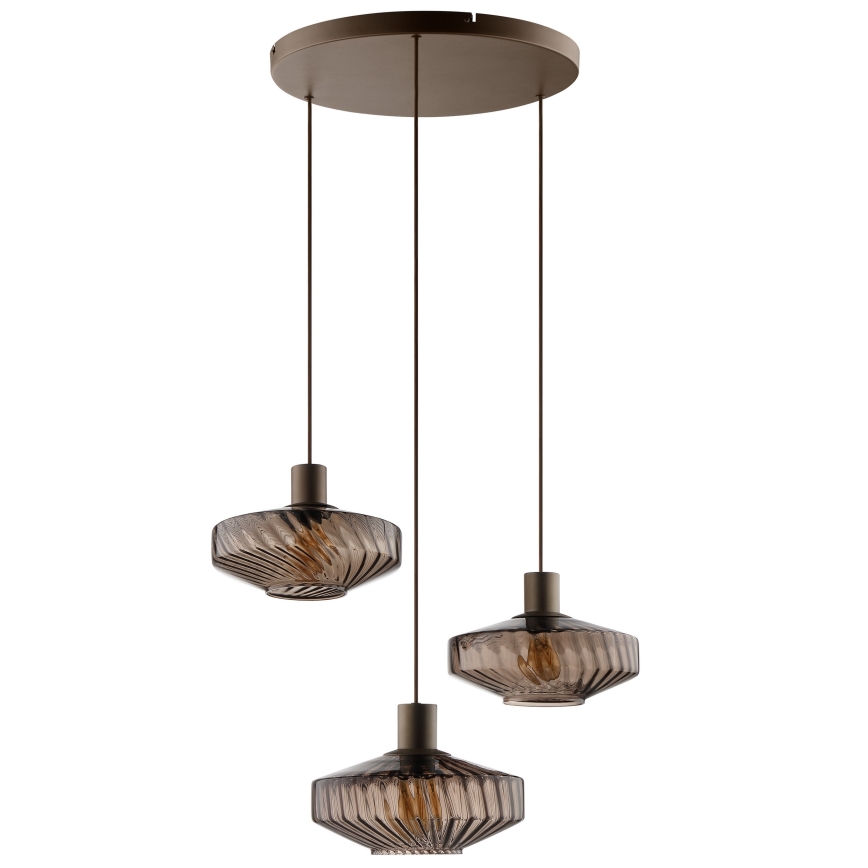 Brilliant - Κρεμαστό φωτιστικό με καλώδιο LYN 3xE27/20W/230V Ø 69 εκ. καφέ/καπνιστό καφέ