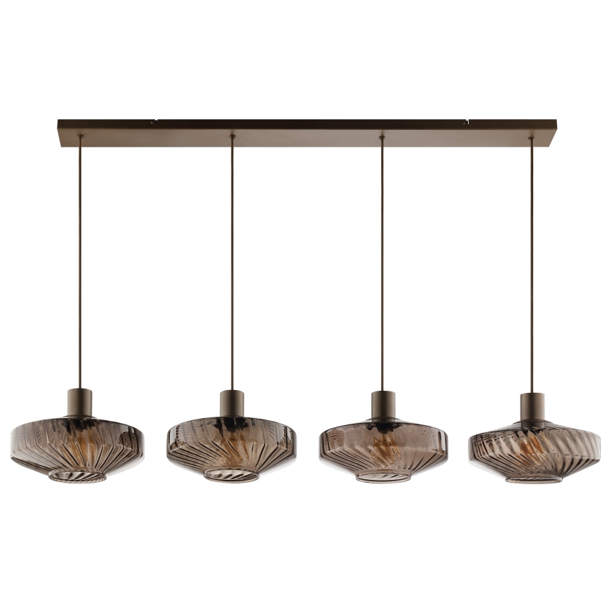 Brilliant - Κρεμαστό φωτιστικό με καλώδιο LYN 4xE27/20W/230V καφέ/καπνιστό καφέ