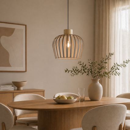 Brilliant - Κρεμαστό φωτιστικό με καλώδιο NORDIC CAGE 1xE27/20W/230V, διάμ. 35 εκ., μπεζ