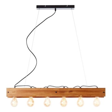 Brilliant - Κρεμαστό φωτιστικό οροφής CALANDRA 6xE27/42W/230V πεύκο