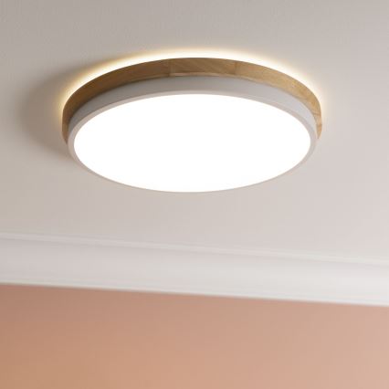 Brilliant - LED Dimmable φωτιστικό οροφής BAARLO LED/24W/230V διάμετρος 35 cm λευκό/καουτσουκόδεντρο - FSC πιστοποιημένο