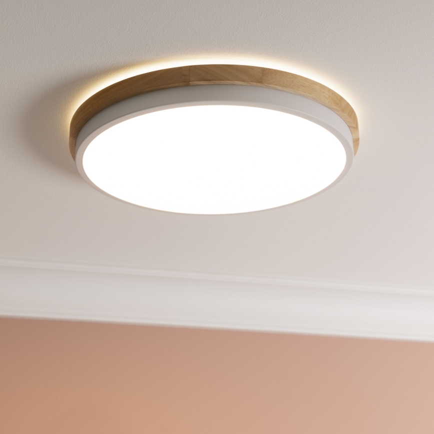 Brilliant - LED Dimmable φωτιστικό οροφής BAARLO LED/24W/230V διάμετρος 35 cm λευκό/καουτσουκόδεντρο - FSC πιστοποιημένο