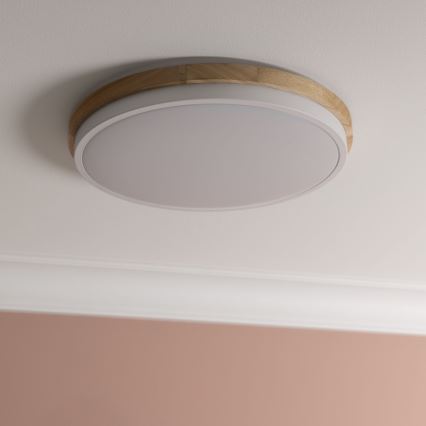 Brilliant - LED Dimmable φωτιστικό οροφής BAARLO LED/24W/230V διάμετρος 35 cm λευκό/καουτσουκόδεντρο - FSC πιστοποιημένο