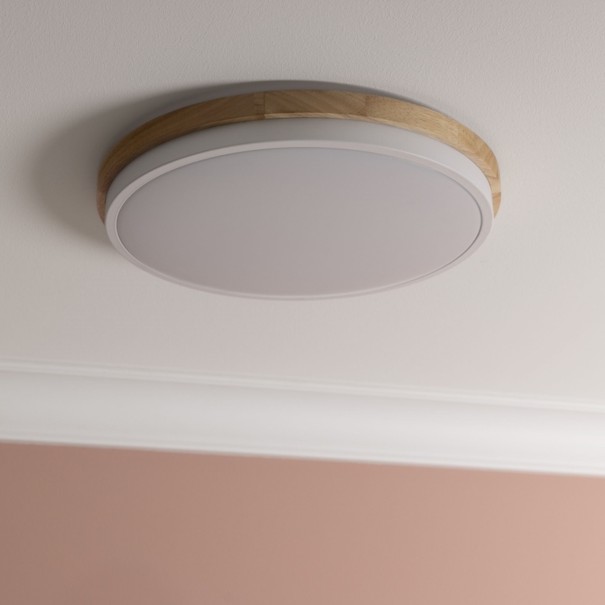 Brilliant - LED Dimmable φωτιστικό οροφής BAARLO LED/24W/230V διάμετρος 35 cm λευκό/καουτσουκόδεντρο - FSC πιστοποιημένο