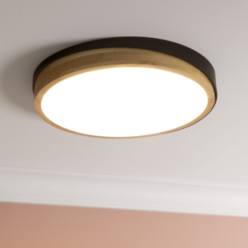 Brilliant - LED Dimmable φωτιστικό οροφής BAARLO LED/24W/230V διάμετρος 35 cm μαύρο/καουτσουκόδεντρο - FSC πιστοποιημένο