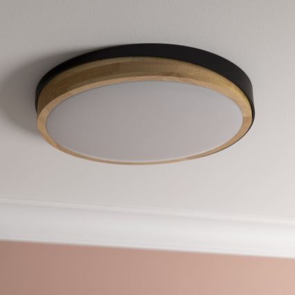 Brilliant - LED Dimmable φωτιστικό οροφής BAARLO LED/24W/230V διάμετρος 35 cm μαύρο/καουτσουκόδεντρο - FSC πιστοποιημένο