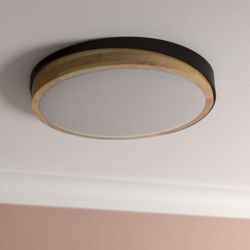 Brilliant - LED Dimmable φωτιστικό οροφής BAARLO LED/24W/230V διάμετρος 35 cm μαύρο/καουτσουκόδεντρο - FSC πιστοποιημένο