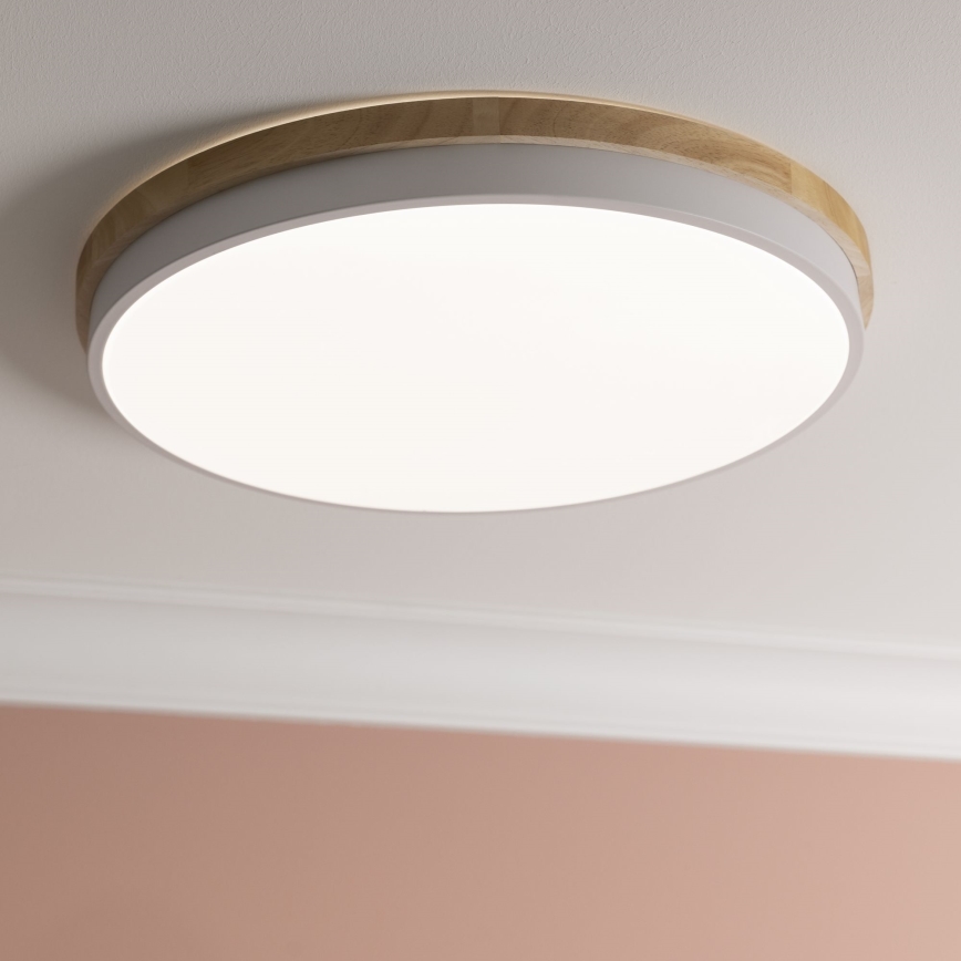 Brilliant - LED Dimmable φωτιστικό οροφής BAARLO LED/36W/230V 3000-6500K διάμετρος 50 cm λευκό/καουτσουκόδεντρο + τηλεχειριστήριο - FSC πιστοποιημένο