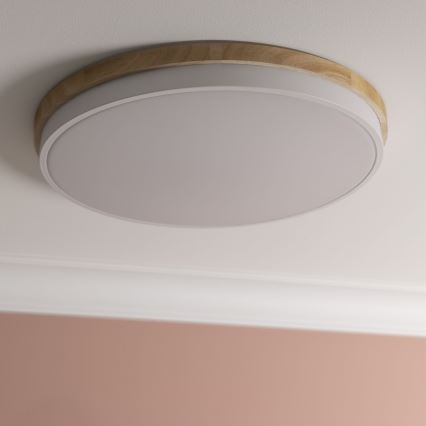 Brilliant - LED Dimmable φωτιστικό οροφής BAARLO LED/36W/230V 3000-6500K διάμετρος 50 cm λευκό/καουτσουκόδεντρο + τηλεχειριστήριο - FSC πιστοποιημένο