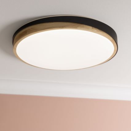 Brilliant - LED Dimmable φωτιστικό οροφής BAARLO LED/36W/230V 3000-6500K διάμετρος 50 cm μαύρο/καουτσουκόδεντρο + τηλεχειριστήριο - FSC πιστοποιημένο