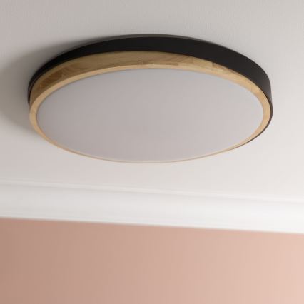 Brilliant - LED Dimmable φωτιστικό οροφής BAARLO LED/36W/230V 3000-6500K διάμετρος 50 cm μαύρο/καουτσουκόδεντρο + τηλεχειριστήριο - FSC πιστοποιημένο