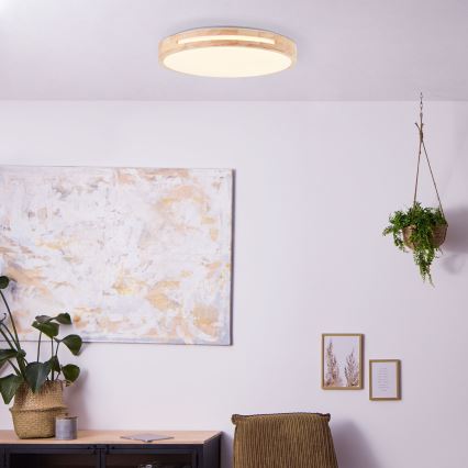 Brilliant - LED Dimmable φωτιστικό οροφής WOODBURY LED/24W/230V διάμετρος 39 cm καουτσουκόδεντρο - FSC πιστοποιημένο